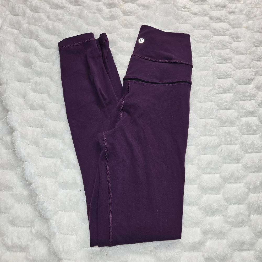Lululemon Simply Bare Tight Darkest Magenta Sz 4 Nulu High Rise Yoga Full Length - Picture 5 of 6